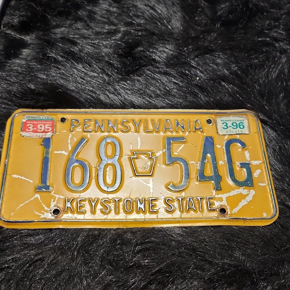 Vintage Pennsylvania License Plate. 1996. Gold Color.